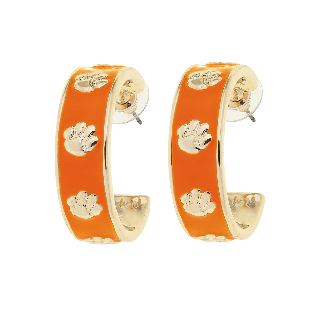 Clemson Enamel Logo Hoop Earrings