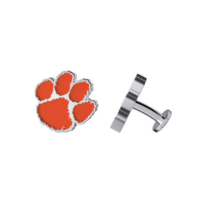 Clemson Enamel Sterling Silver Paw Cufflinks