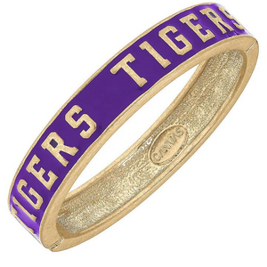 Clemson Enamel Tigers Logo Hinge Bangle - PURPLE