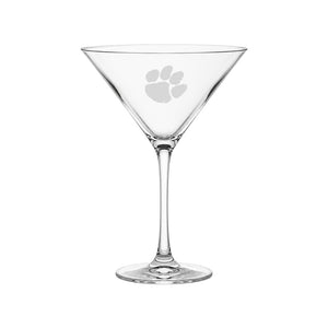 Clemson Etched Paw Martini Glass