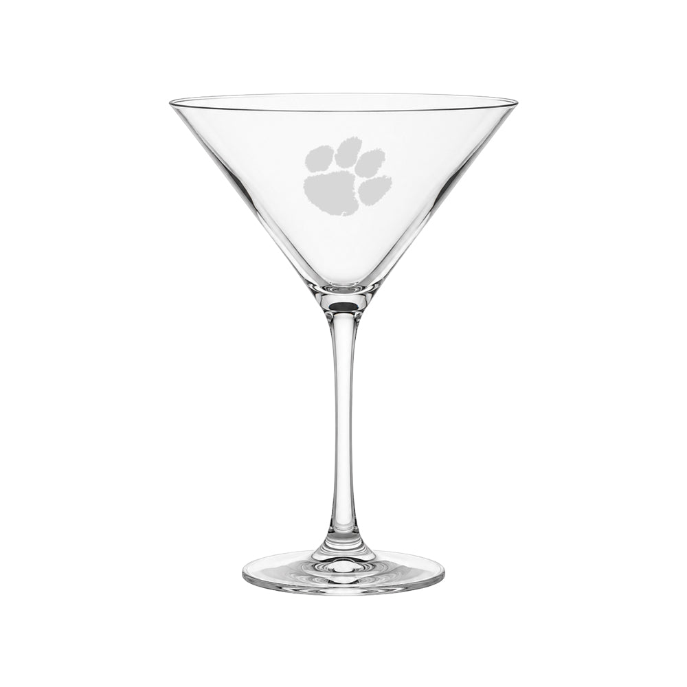Clemson Etched Paw Martini Glass