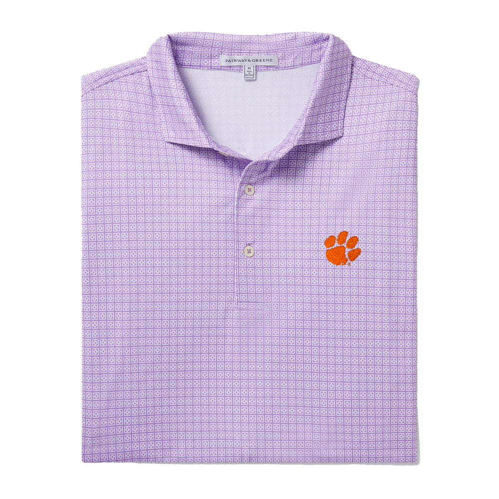 Clemson Fairway & Greene Bixby Print Polo - LT PURPLE