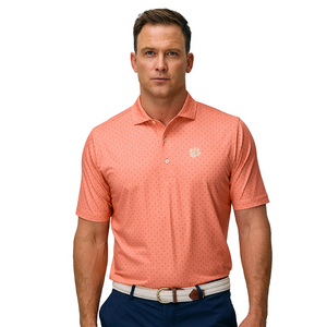 Clemson Fairway & Greene Fremont Palm Print Polo - LT ORANGE