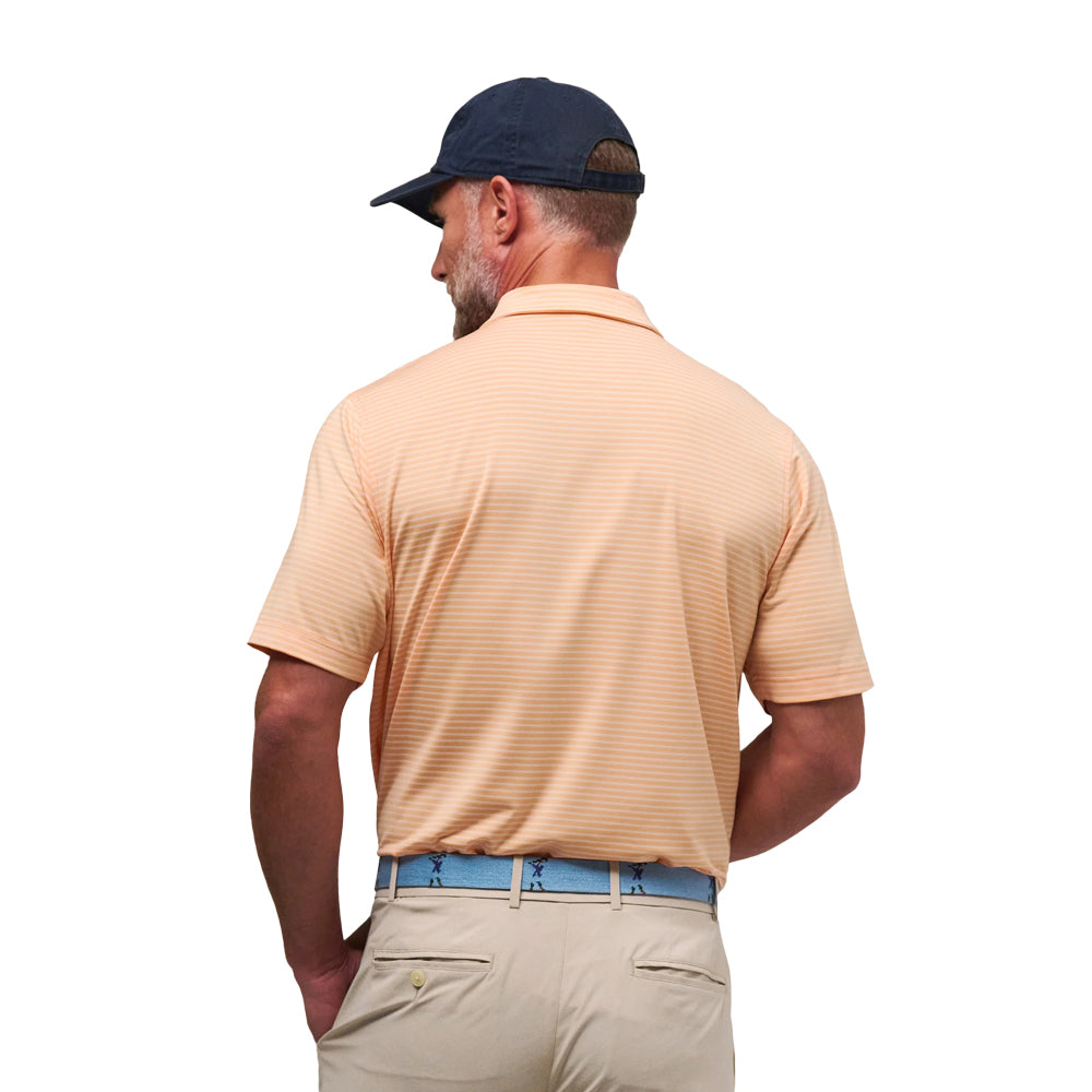 Clemson Fairway & Greene Newburyport Stripe Polo - LT ORANGE