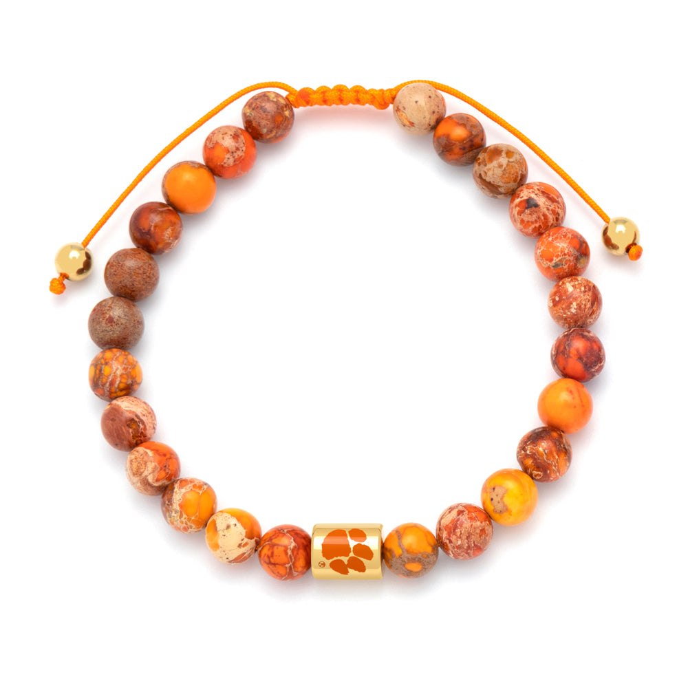 Clemson FanDrip Bead and Gold Adjustable Bracelet  - ORANGE