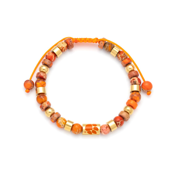 Clemson FanDrip Bead and Gold Bracelet - ORANGE