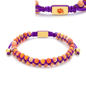 Clemson FanDrip Gold Paw Bead Bracelet - PURPLE