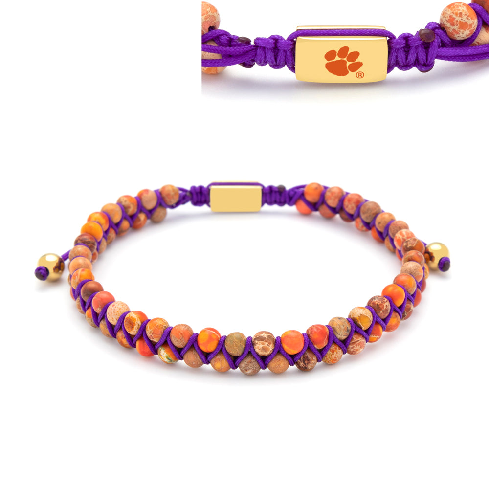 Clemson FanDrip Gold Paw Bead Bracelet