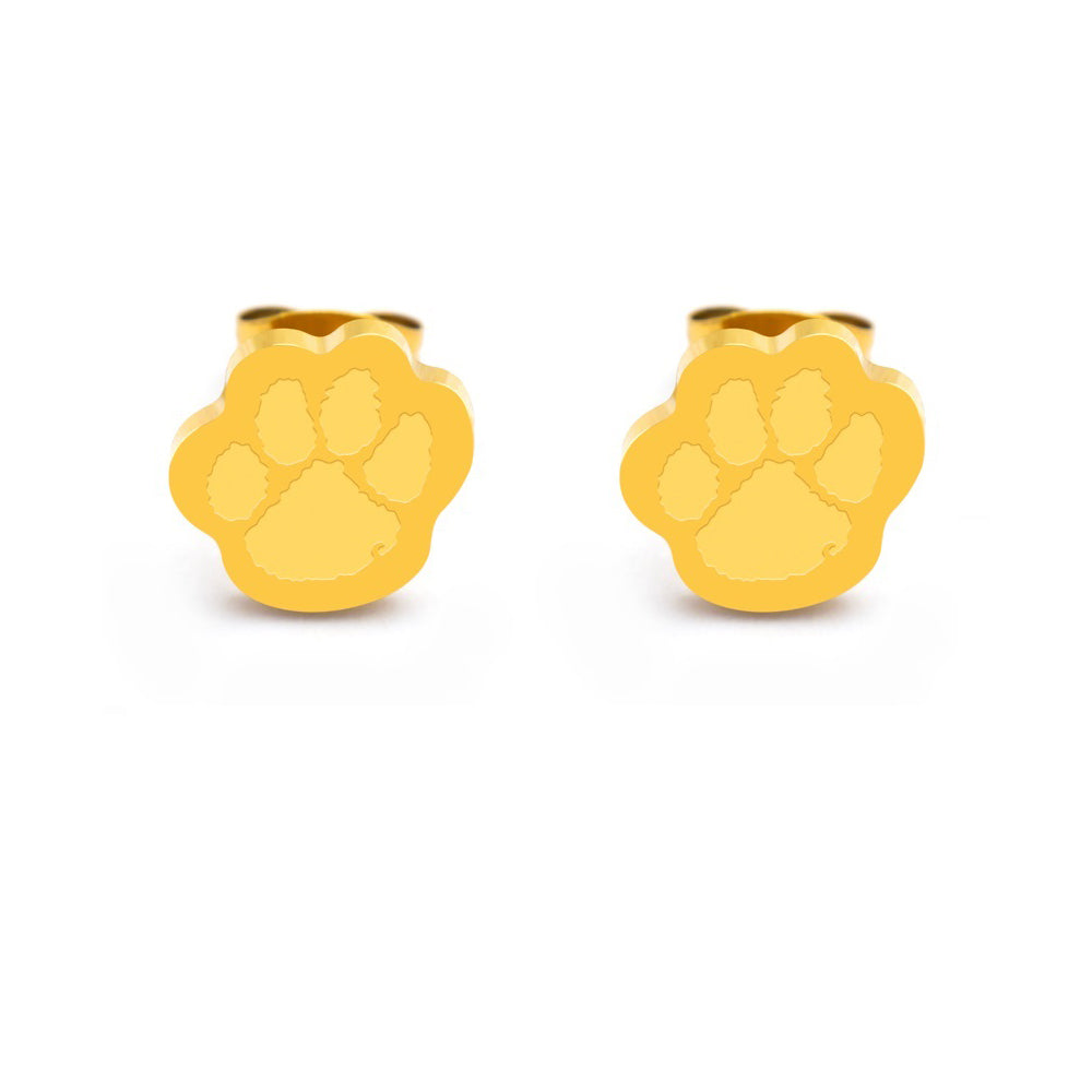 Clemson FanDrip Stainless Paw Earrings - GOLD