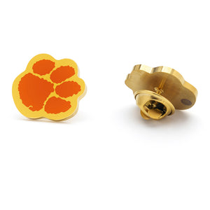 Clemson FanDrip Stainless Paw Lapel Pin - GOLD