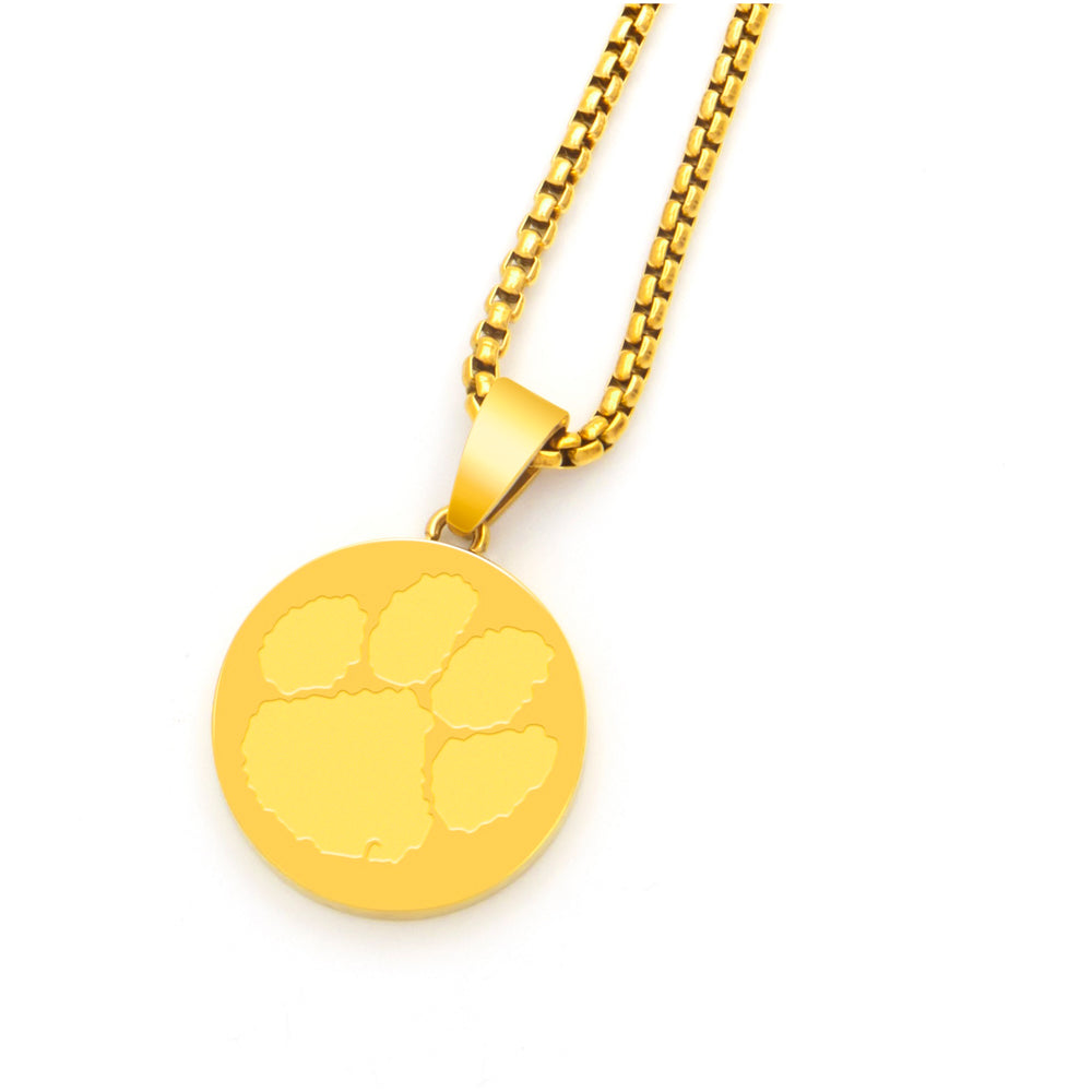 Clemson FanDrip Stainless Paw Necklace - GOLD