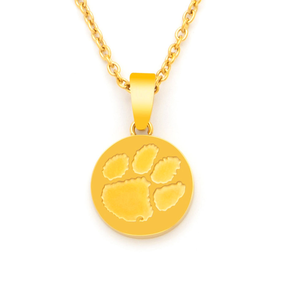 Clemson FanDrip Stainless Paw Necklace