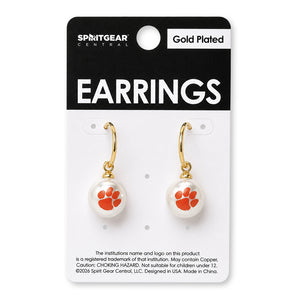 Clemson Faux Pearl Dangle Earrings