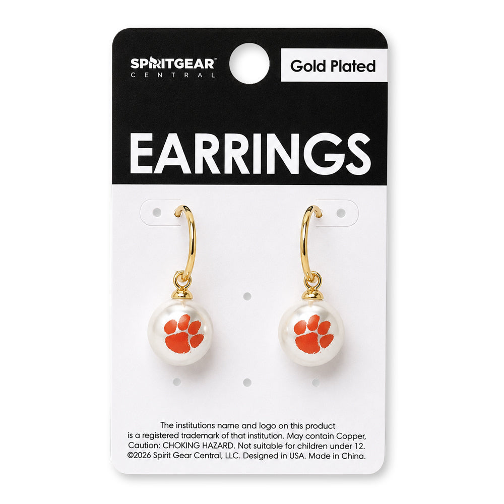 Clemson Faux Pearl Dangle Earrings