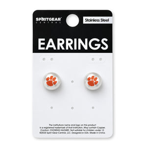 Clemson Faux Pearl Stud Post Earrings