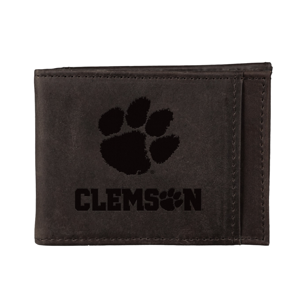 Clemson Front Pocket Paw Hammer RFID Wallet - BROWN