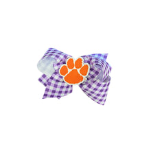 Clemson Gingham Hair Bow - LT PURPLE