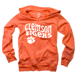 Clemson Girls Burnout Hoodie - ORANGE