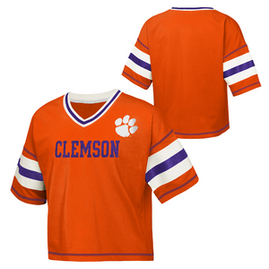 Clemson Girls Grid Iron Tee - ORANGE