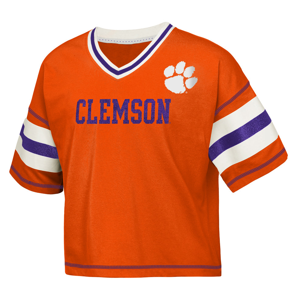 Clemson Girls Grid Iron Tee - ORANGE