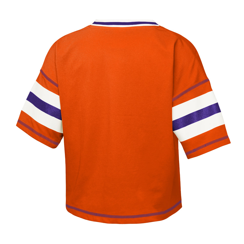 Clemson Girls Grid Iron Tee - ORANGE