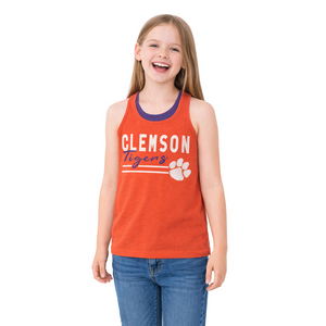 Clemson Girls Racerback Tank Top - ORANGE