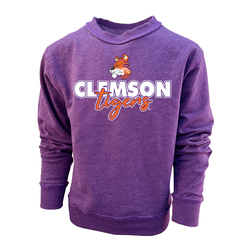 Clemson Girls Split Side Fleece Crew