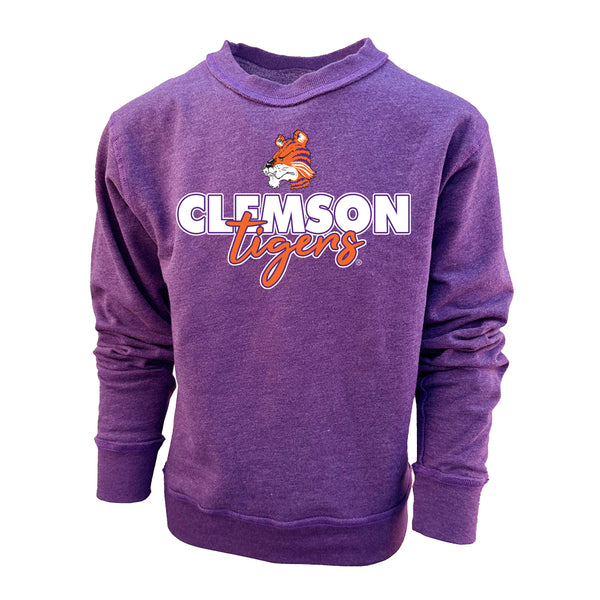 Clemson Girls Split Side Fleece Crew