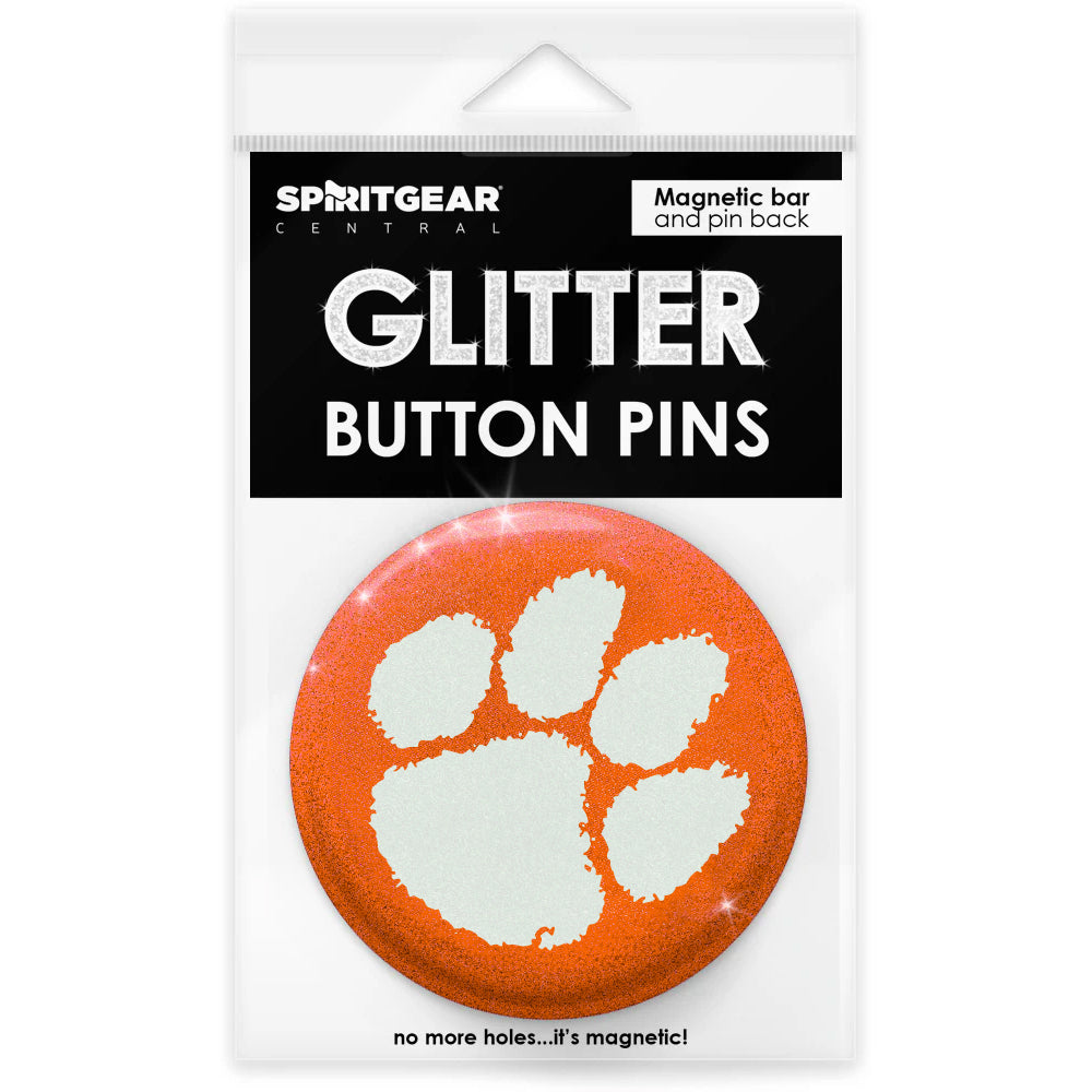 Clemson Glitter Button Pin