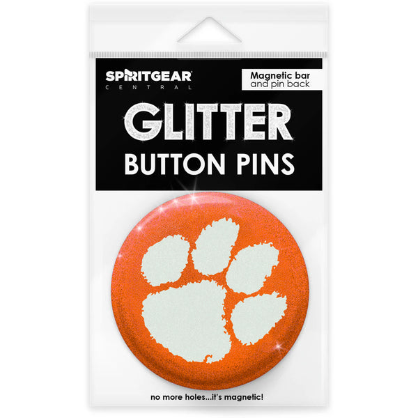 Clemson Glitter Button Pin