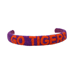 Clemson Go Tigers Beaded Headband
