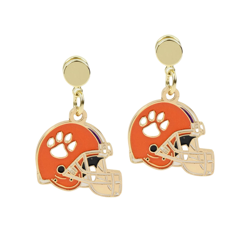 Clemson Gold Stud Helmet Earrings