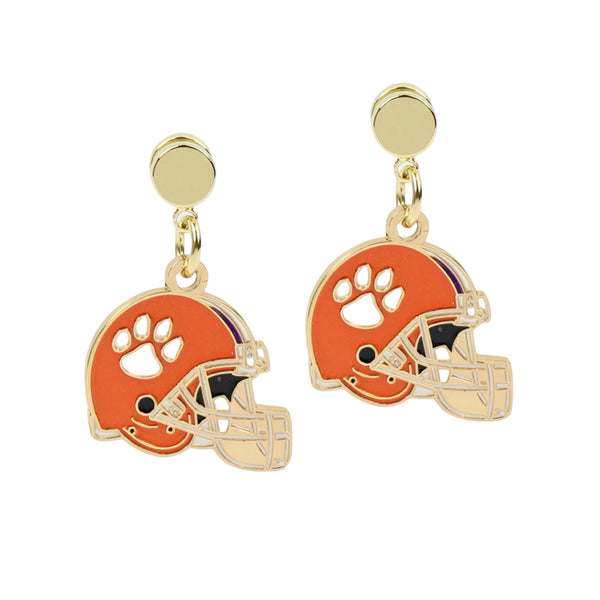Clemson Gold Stud Helmet Earrings