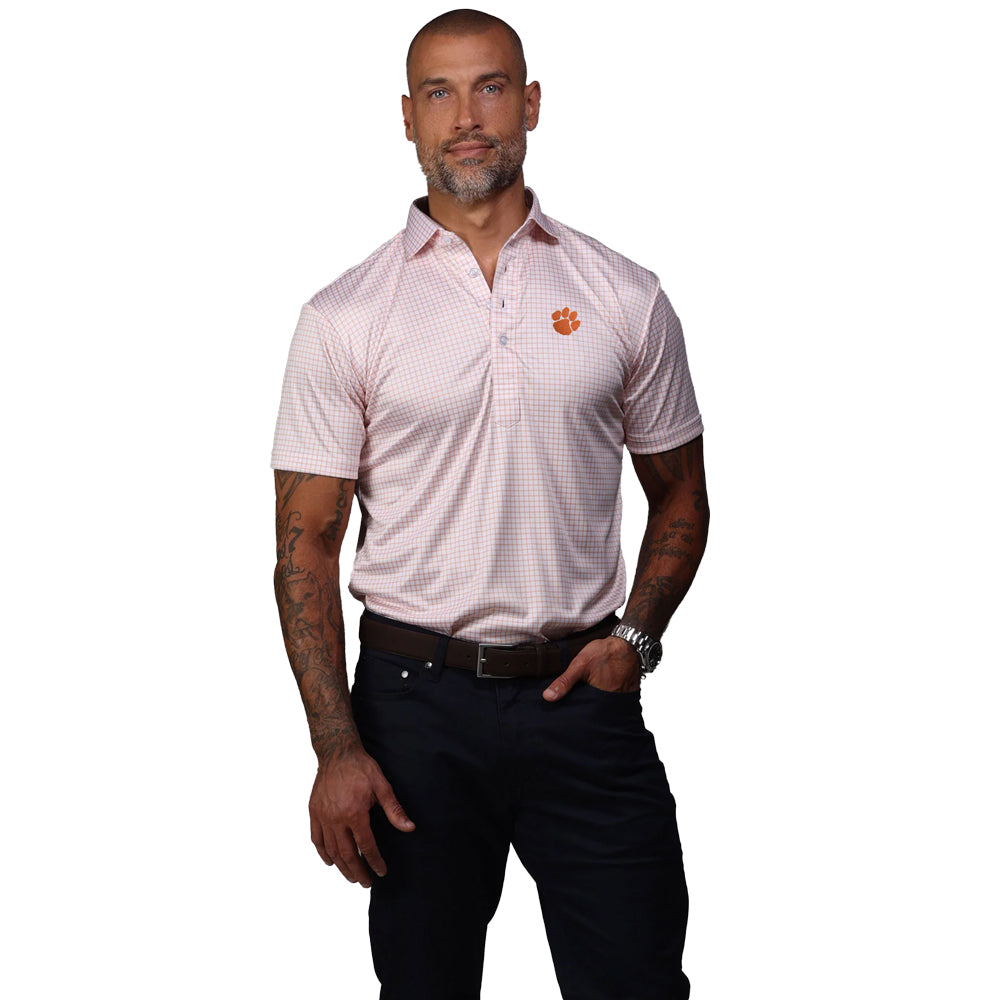 Clemson Grid Dress Collar Polo
