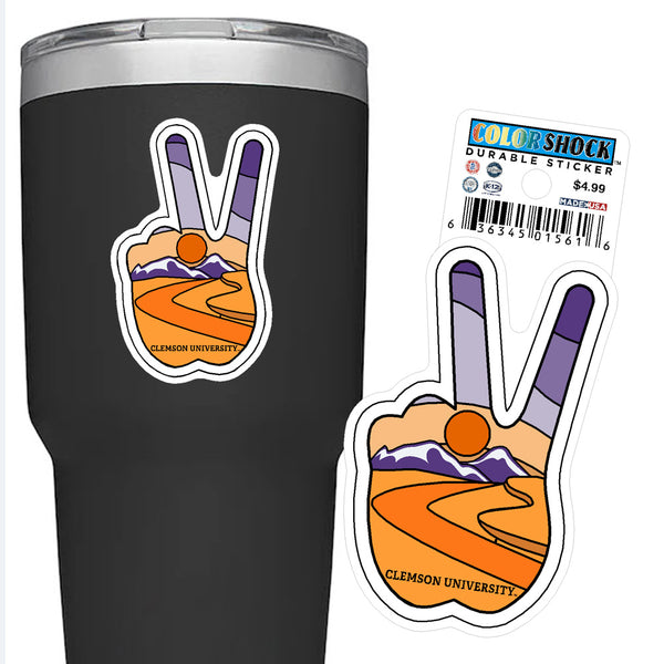 Clemson Groovy Peace Sticker