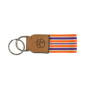 Clemson Grossgrain Keychain - BROWN