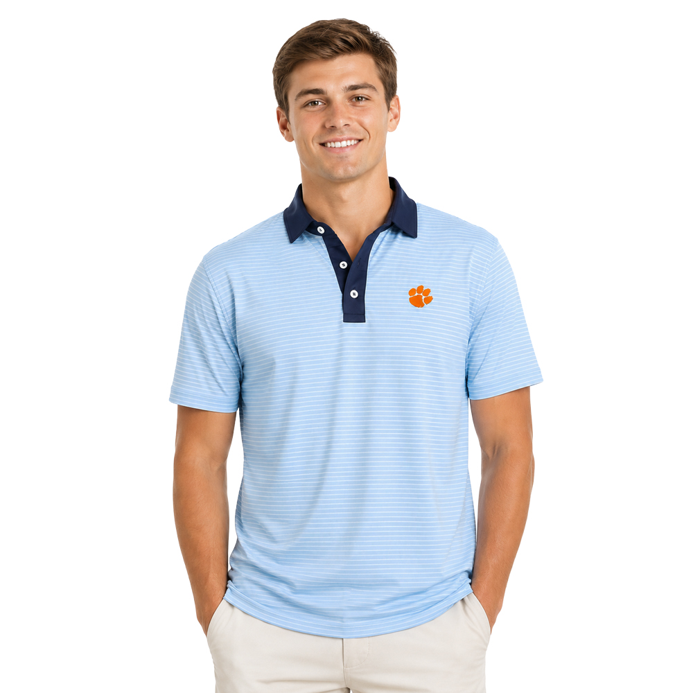 Clemson Harlestons Preston Polo - LT BLUE