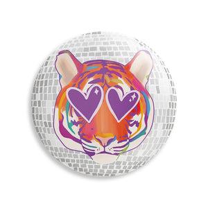 Clemson Heart Eyes Disco Tiger Button