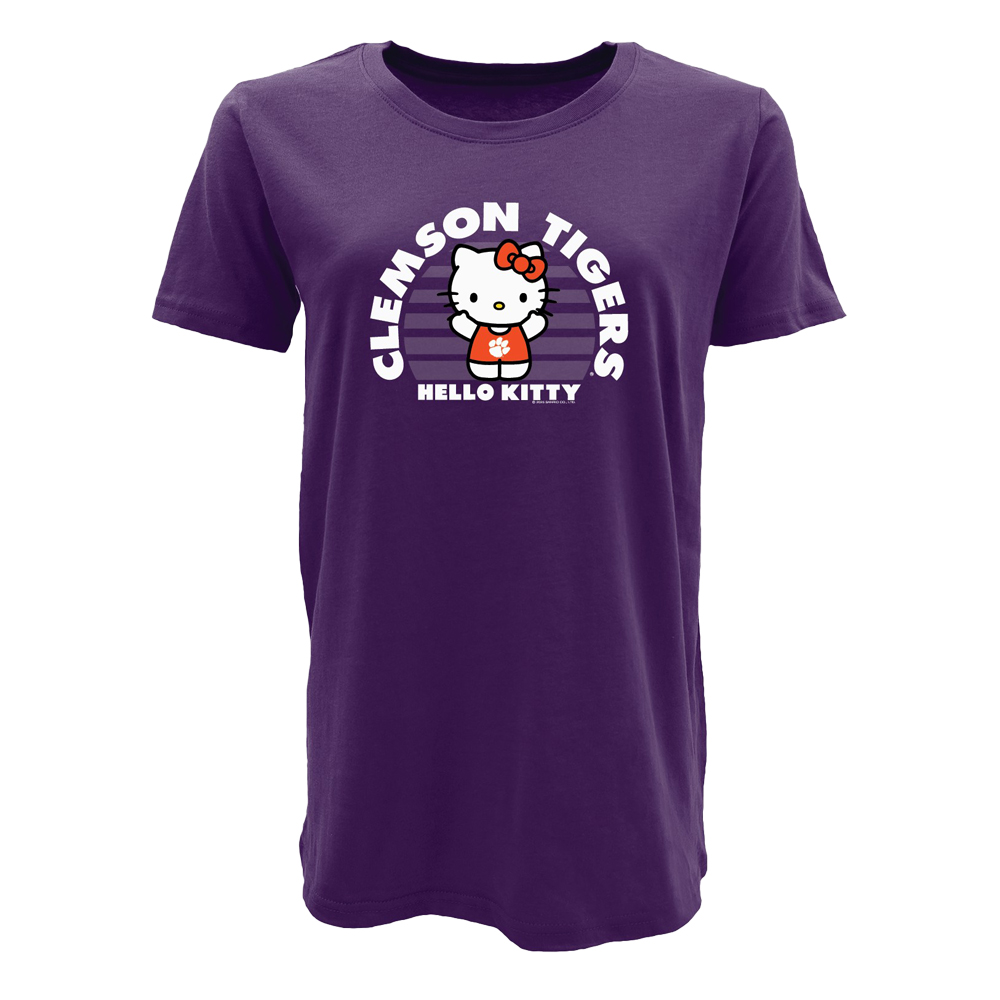 Clemson Hello Kitty Shine Dyed Tee - PURPLE