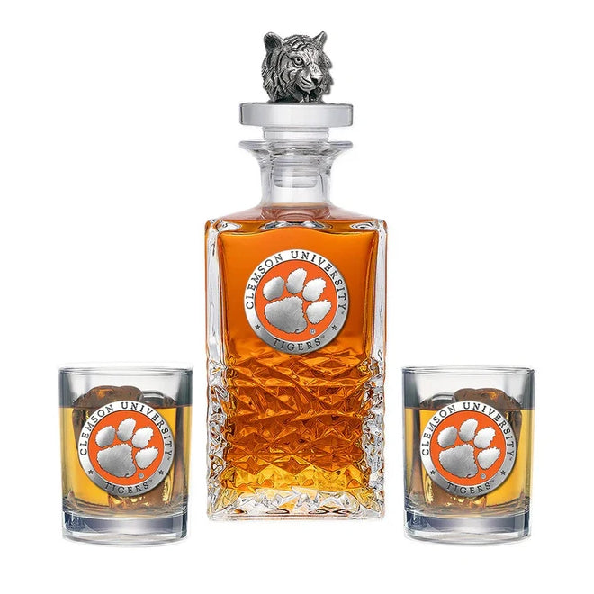 Clemson Heritage Tiger Head Decanter Set