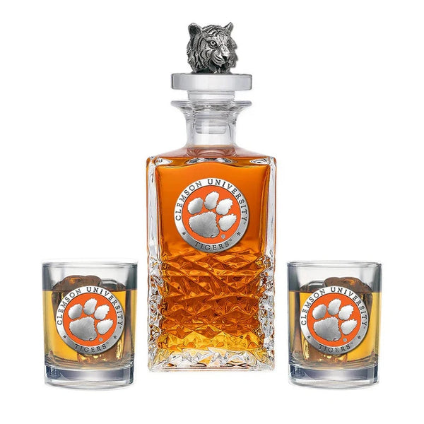 Clemson Heritage Tiger Head Decanter Set