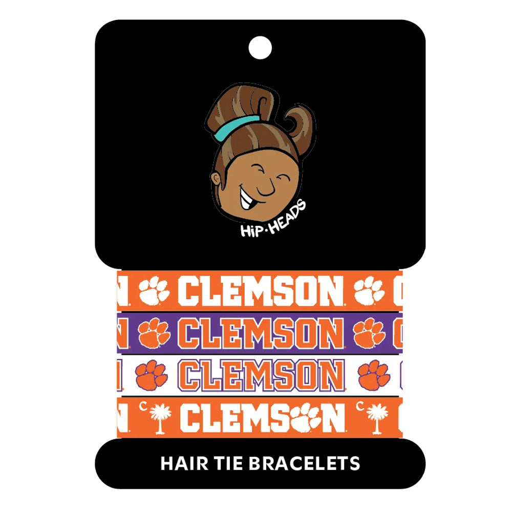 Clemson Hip Heads 4-Pack Bracelet Hair Ties
