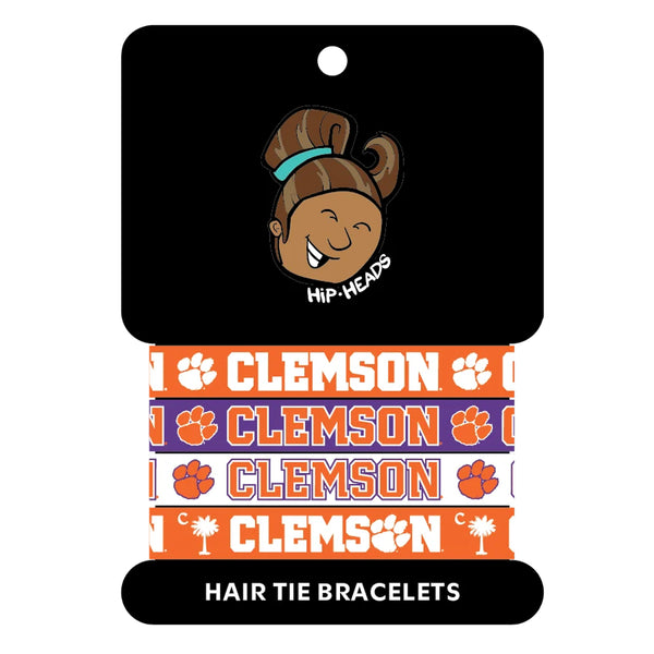 Clemson Hip Heads 4-Pack Bracelet Hair Ties