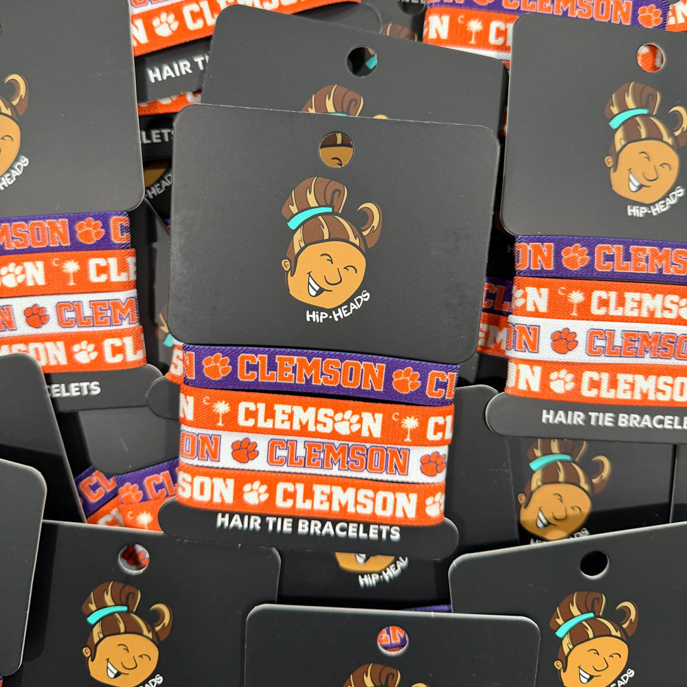 Clemson Hip Heads 4-Pack Bracelet Hair Ties