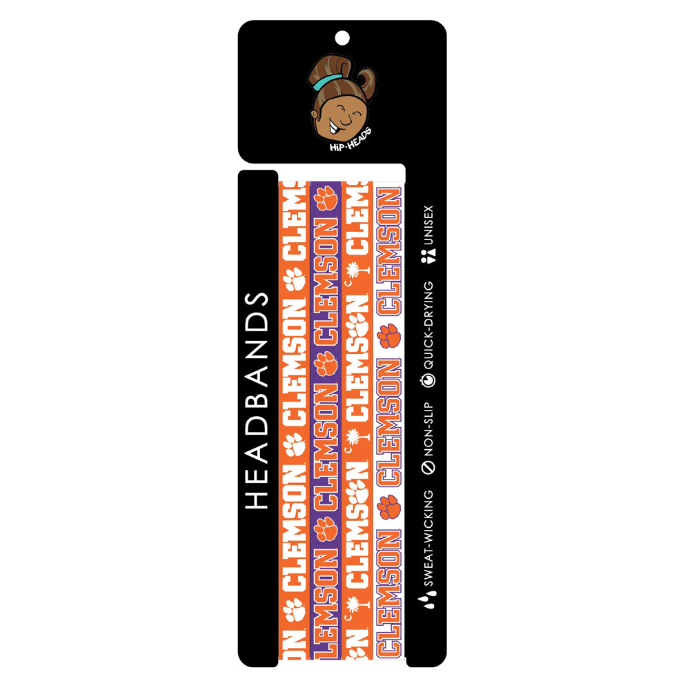 Clemson Hip Heads 4-Pack Non-Slip Thin Headbands