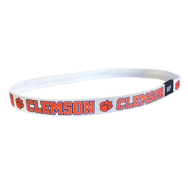 Clemson Hip Heads Non-Slip Thin Headband - WHITE