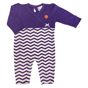 Clemson Infant Chevron Long Leg Romper - PURPLE