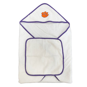 Clemson Infant Hooded Towel Set - WHITE