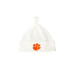 Clemson Infant Knotted Cap - WHITE