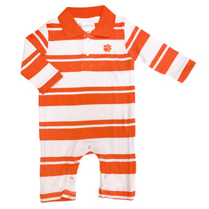 Clemson Infant Rugby Long Leg Romper - ORANGE